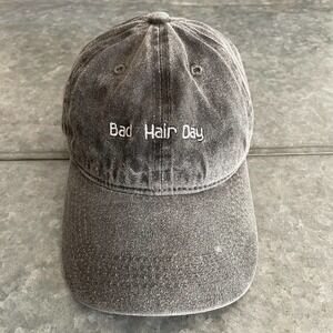 Steve Madden Bad Hair Day Embroidered Hat Cap Charcoal Gray Vintage Distressed